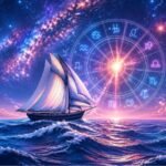 Sailboat with full sails moving through waves as a metaphor for navigating life with astrology and awareness