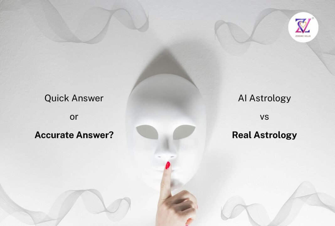 Real Astrology vs AI Astrology concept image showing quick answer versus accurate answer comparison in the age of algorithms