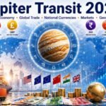 Jupiter Transit 2026 infographic showing global economy, trade, currencies, markets and geopolitics.