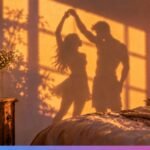 Shadow silhouettes of a couple dancing in a sunlit bedroom, symbolizing questions around monogamy, attraction, and relationship choice.