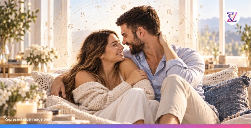 Sexual chemistry vs relationship compatibility shown through a romantic couple with an astrology chart